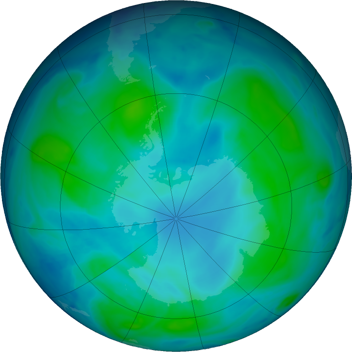 Antarctic ozone map for 16 February 2018